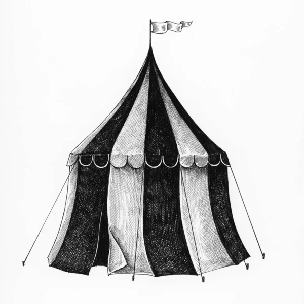 背景に分離された手描き下ろしサーカス テント — ストック写真