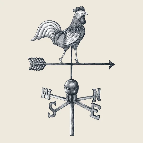 Wind Vane Vintage Stijl Illustratie — Stockfoto