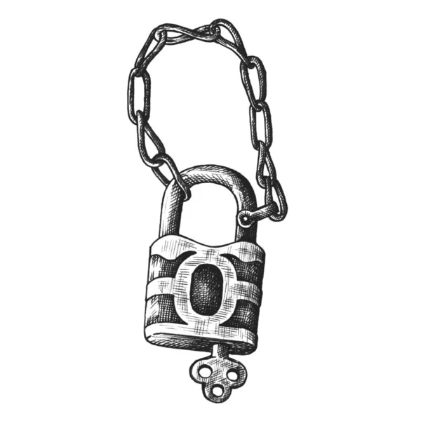 Padlock Key Vintage Style Illustration — Stock Photo, Image