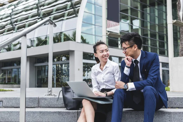 Asiatico Business People Working Together City — Foto Stock