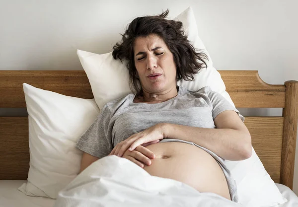 Femme Enceinte Avec Douleur Travail — Photo