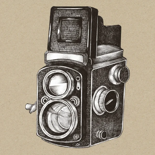 Analóg Kamera Vintage Stílusú Illusztráció — Stock Fotó