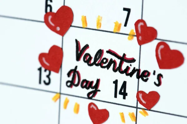 Valentine Dia Calendário Lembrete — Fotografia de Stock