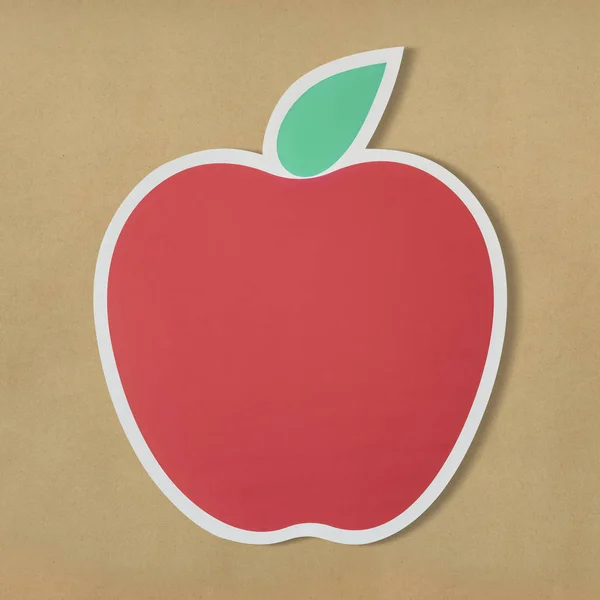 Roter Apfel Mit Blatt — Stockfoto