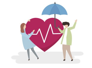 Sağlık sigortası ve koruma çizimi