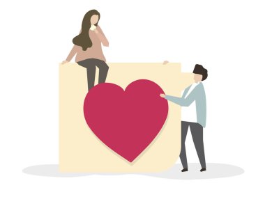Aşk çizimde Romantik Çift