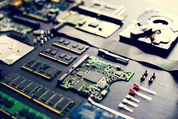 Closeup Elektronika Počítače Komponenty Mikroprocesory Mainboard — Stock fotografie