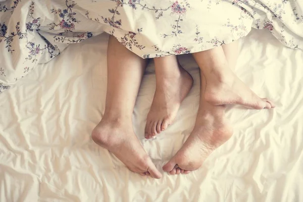Вид Повітря Ноги Ліжку — стокове фото