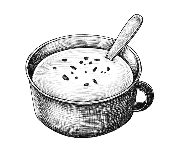 Sopa Crema Dibujada Mano —  Fotos de Stock
