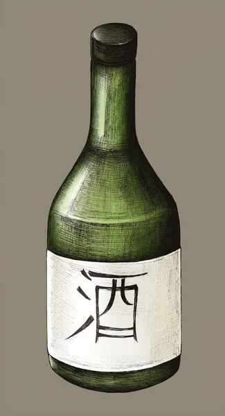 Osake Desenhado Mão Vinho Arroz Japonês — Fotografia de Stock