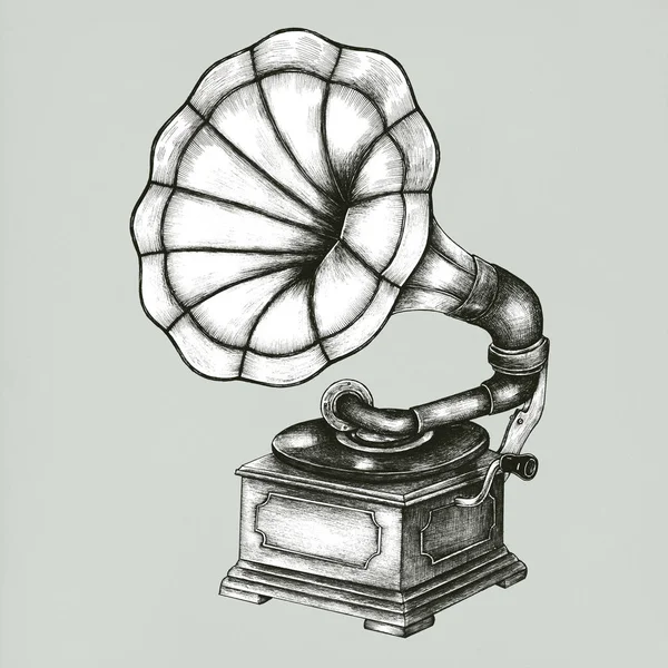 Gammal Grammofon Vintagestil Illustration — Stockfoto