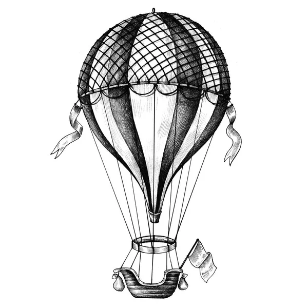 Illustration Style Vintage Ballon Air Chaud — Photo