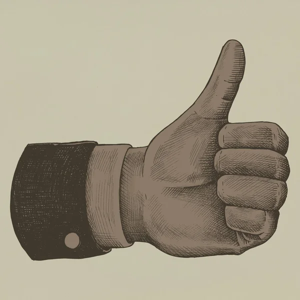 Hand Drawn Thumbs Hand — Stock Photo, Image