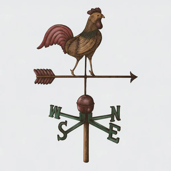 Wind Vane Vintage Stijl Illustratie — Stockfoto