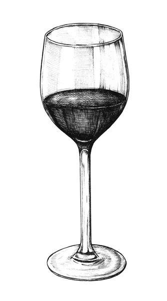 Verre Vin Rouge Dessiné Main — Photo