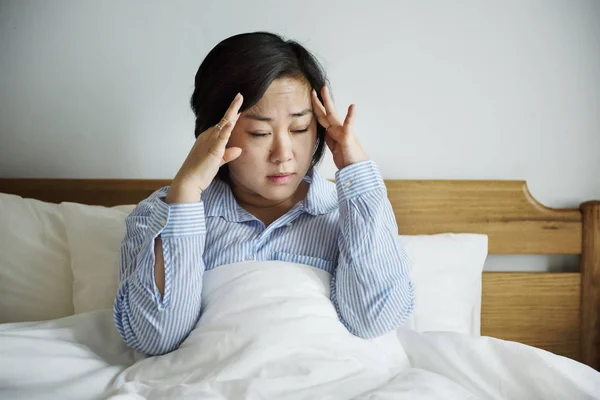 Woman Waking Headache — Stock Photo, Image