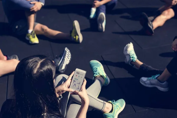 Nahaufnahme Von Yoga Unterricht Auf Digitalen Geräten — Stockfoto