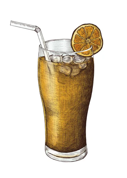 Hand Drawn Lemon Iced Tea — Stock Photo, Image