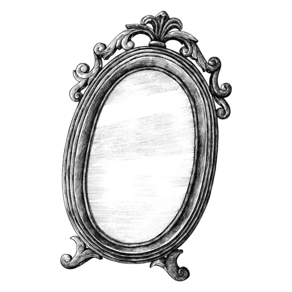 Handgezeichneter Spiegel Isoliert Auf Hintergrund — Stockfoto