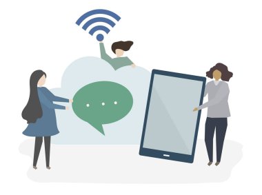 İllüstrasyon insan teknolojisi ile