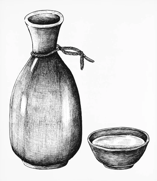 Hand Drawn Mirin Japanese Rice Wine — Stock Photo, Image