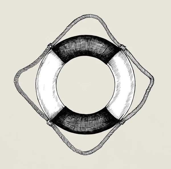 Kézzel Rajzolt Felfújható Cső Mentőgyűrűt — Stock Fotó