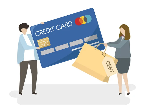 Illustration People Credit Card — Stock Photo, Image