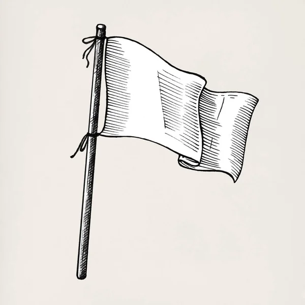 Hand Getekende Witte Vlag Geïsoleerd Achtergrond — Stockfoto