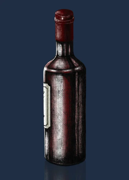 Hand Drawn Wine Bottle Isolated — Stock Photo, Image
