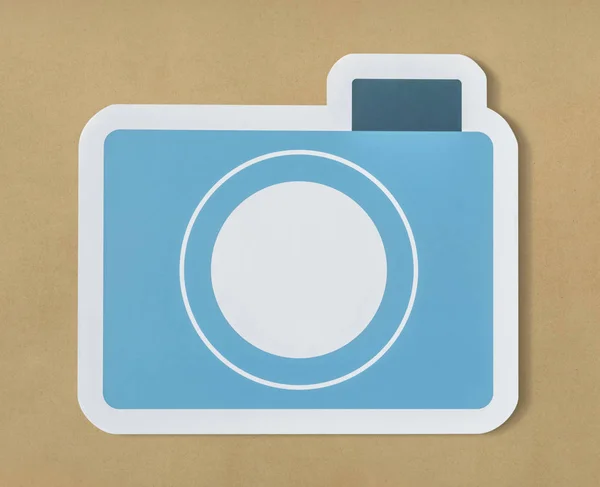 Ikona Fotoaparátu Modrého Papíru — Stock fotografie