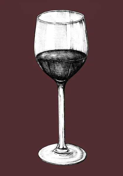 Hand Drawn Red Wine Glass — Stock Photo, Image