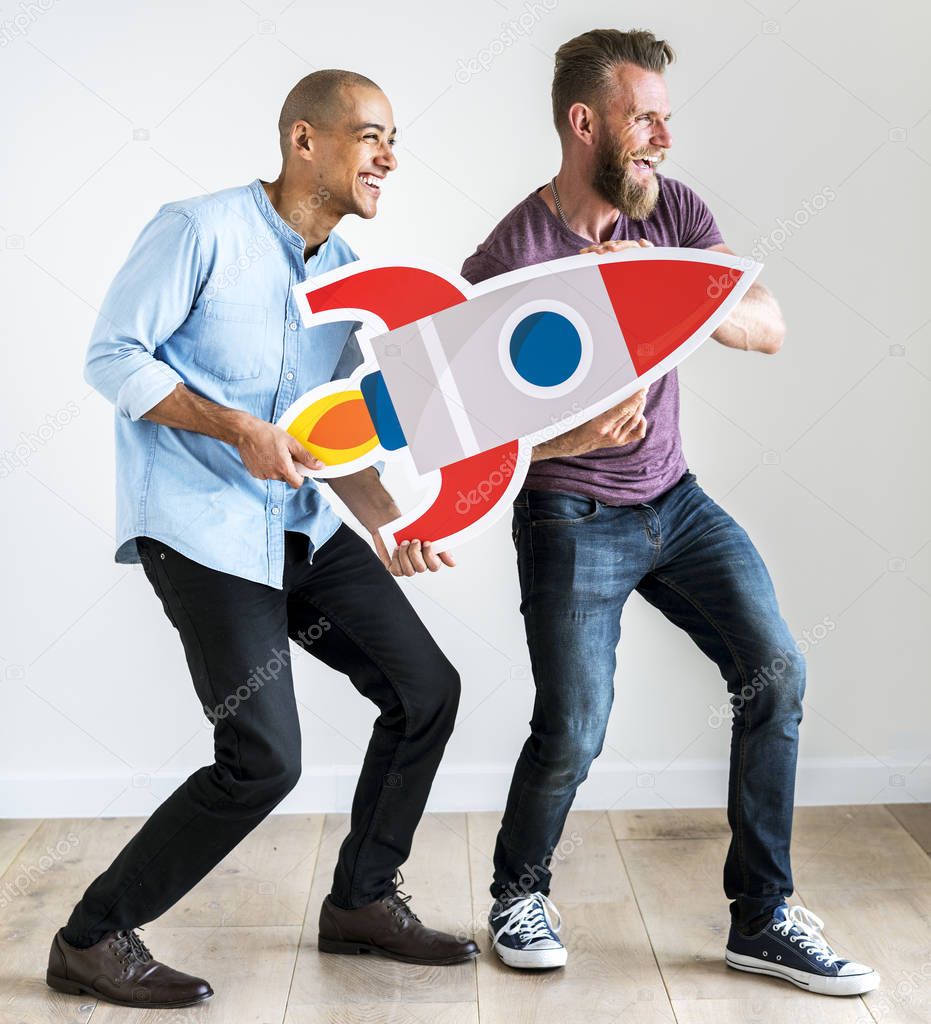 Friends holding a rocket icon