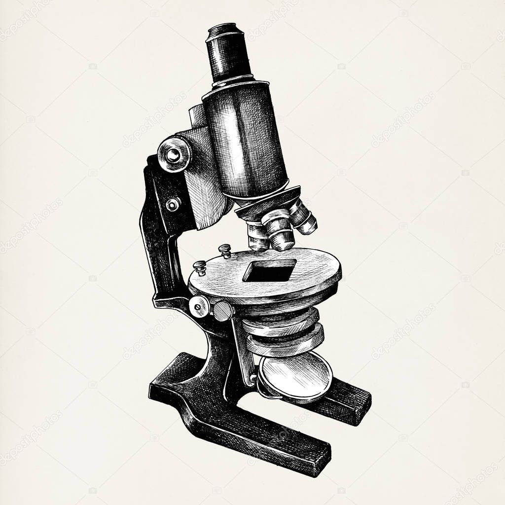 Hand drawn microscope isolated on background