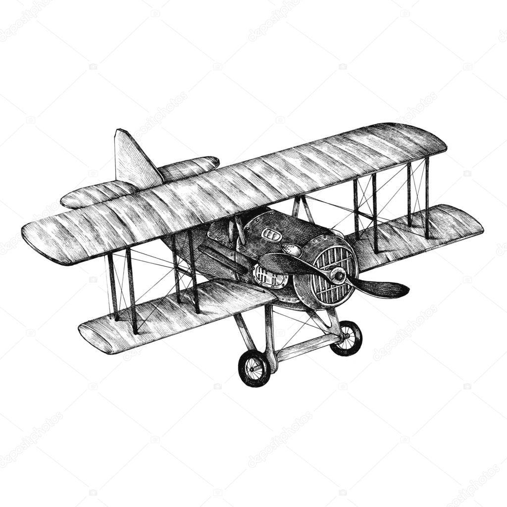 vintage style plane illustration
