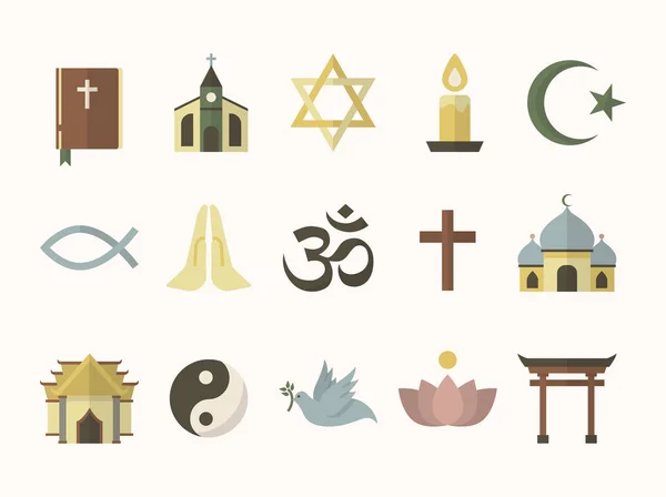 Collection Illustrated Religious Symbols — Stock Photo, Image