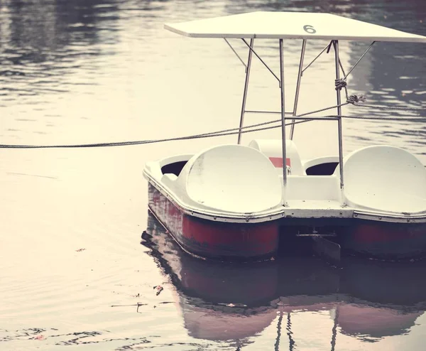 Paddle Boat Dark Lake — Stock Photo, Image