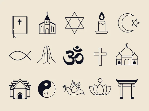 Collection Illustrated Religious Symbols — Stock Photo, Image