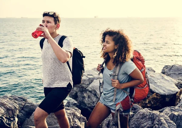 Caucasian Couple Traveling Together — Stock Photo, Image