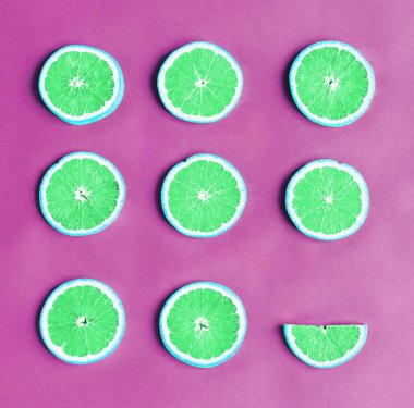 Renkli narenciye dilimleri havadan görünümü