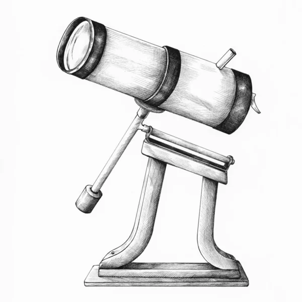 Ручний Намальований Телескоп Ізольований Фоні — стокове фото