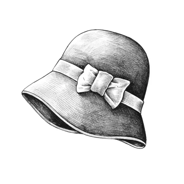Arka Plan Üzerinde Izole Hnad Çizilmiş Güneş Şapka — Stok fotoğraf