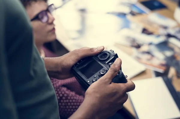 Businesswoman Working Camera — Stock Photo, Image