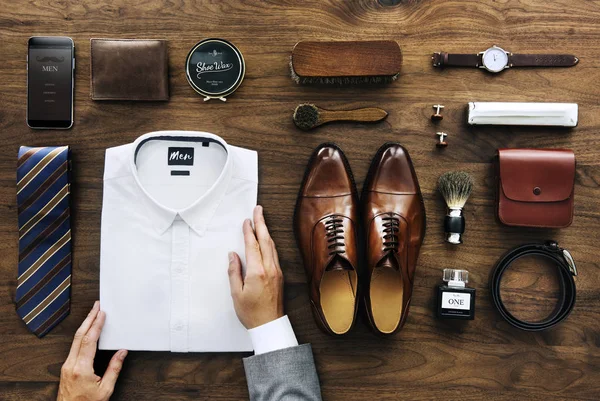 Businessman Arranging His White Shirt — Stock Photo, Image