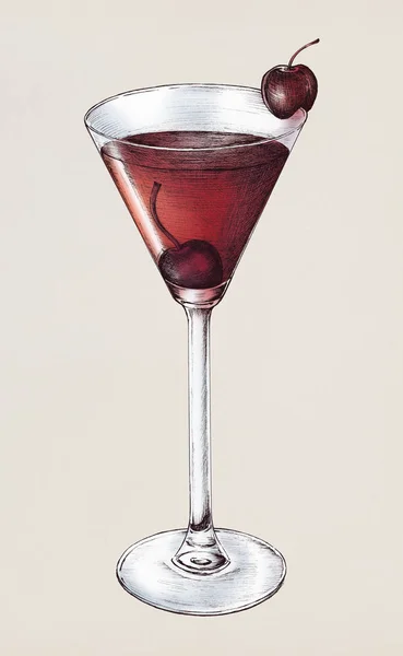 Handgetekende Cocktail Drinken — Stockfoto