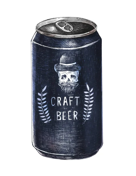 Hand Drawn Craft Beer Can — Stockfoto