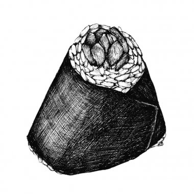 Çizilmiş onigiri Japon gıda el