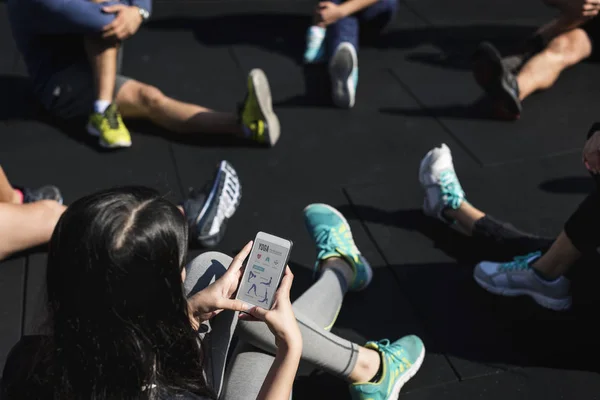 Close Van Yoga Instructie Digitaal Apparaat — Stockfoto