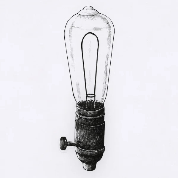 Ručně Kreslenou Lighbulb Izolované Pozadí — Stock fotografie