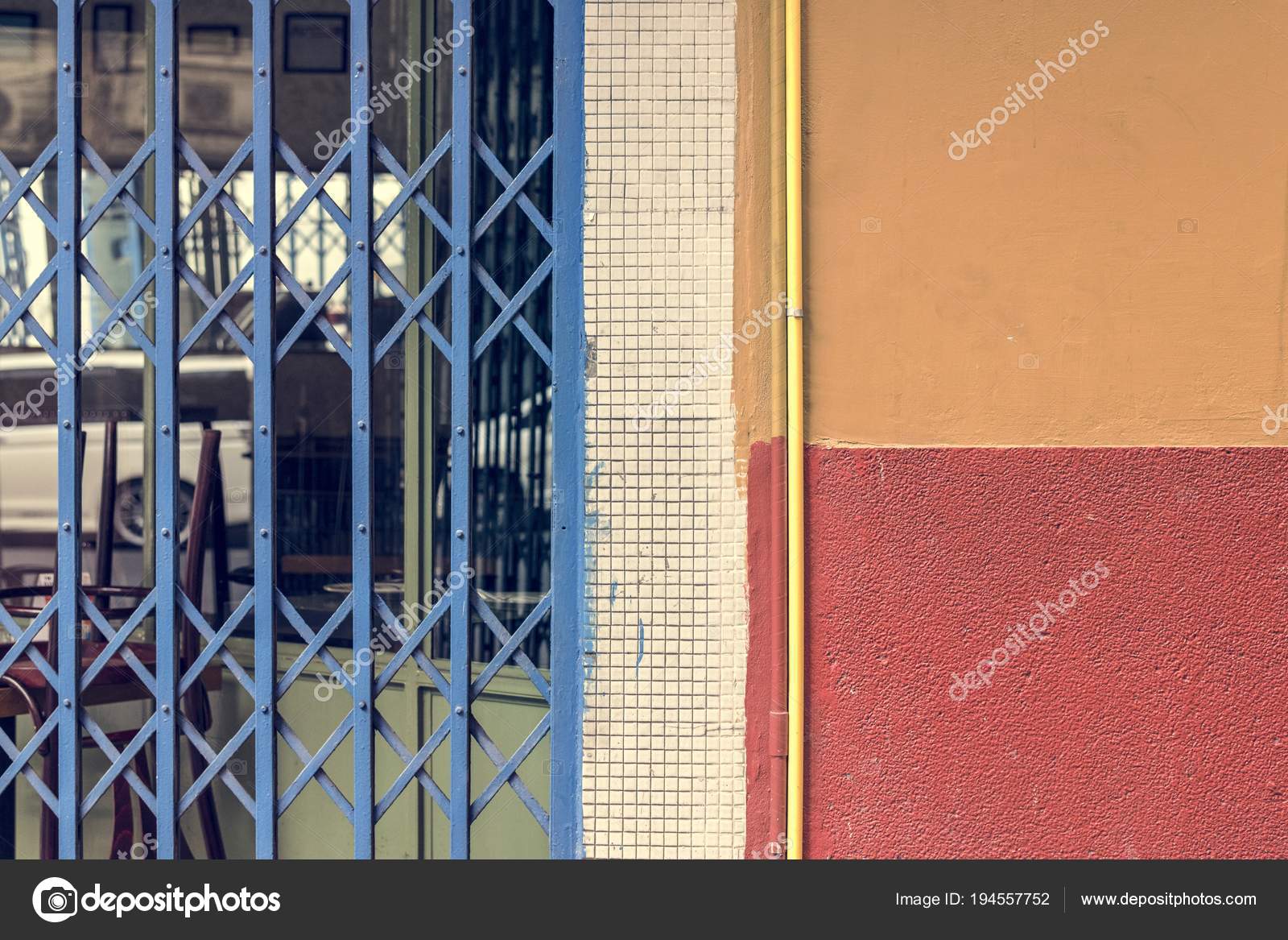 Closeup Blue Sliding Grille Door Stock Photo C Rawpixel 194557752