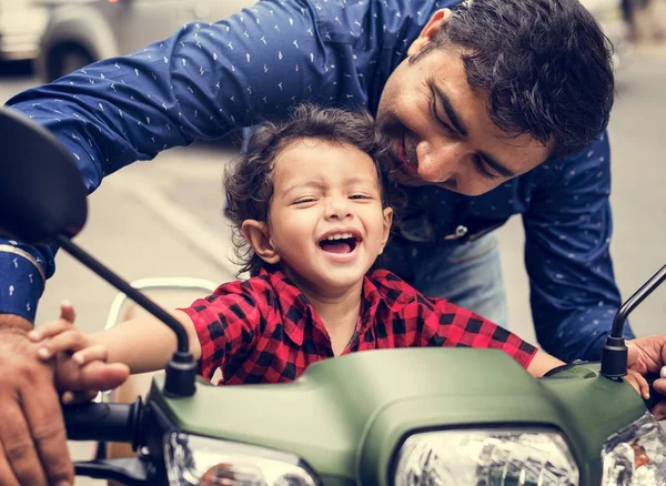 Young Indian Boy Riding Motorbike — Stock Photo, Image